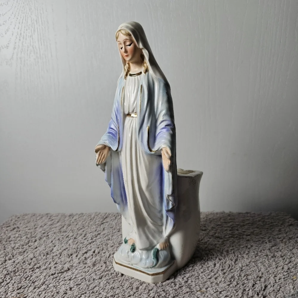 Vintage Lefton Japan Virgin Mary Madonna Figurine Planter